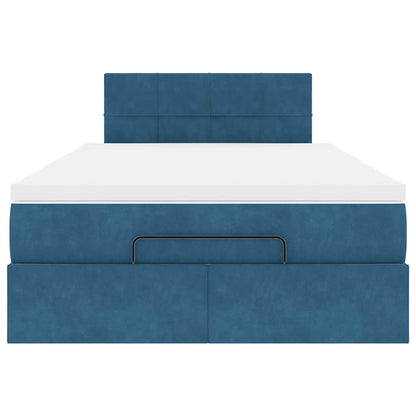 Lit ottoman avec matelas et LED bleu foncé 90x200cm velours