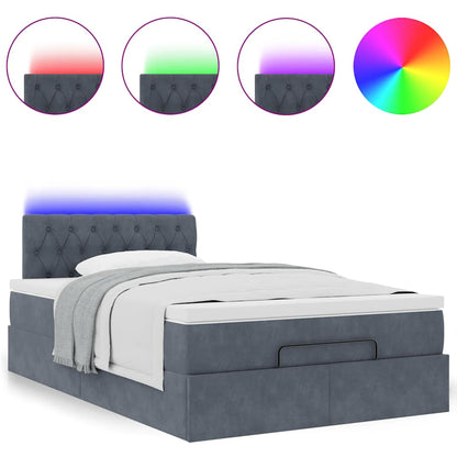 Lit ottoman avec matelas et LED gris foncé 90x200cm