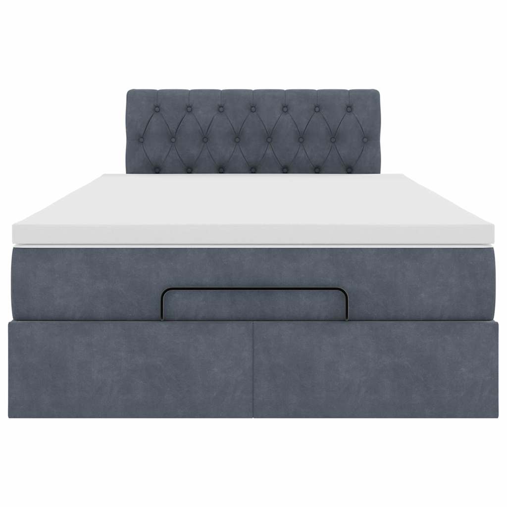 Lit ottoman avec matelas et LED gris foncé 90x200cm