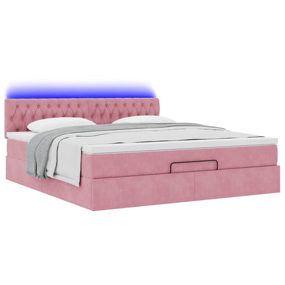 Lit ottoman avec matelas et LED Rose 180x200 cm velours