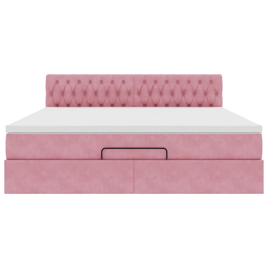 Lit ottoman avec matelas et LED Rose 180x200 cm velours