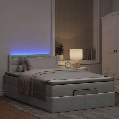 Lit ottoman avec matelas et LED gris clair 120x190cm velours