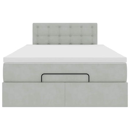 Lit ottoman avec matelas et LED gris clair 120x190cm velours