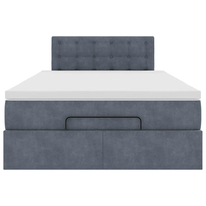 Lit ottoman avec matelas et LED gris foncé 90x200cm