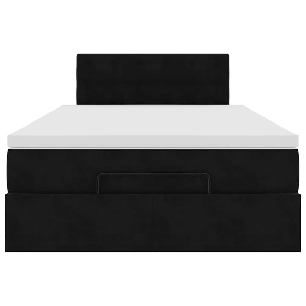 Lit ottoman avec matelas et LED noir 120x190 cm velours