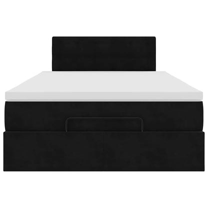 Lit ottoman avec matelas et LED noir 120x190 cm velours