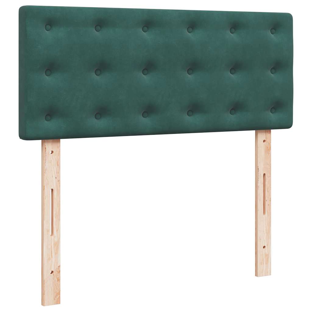 Lit ottoman avec matelas et LED vert foncé 90x200cm velours