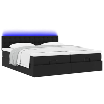 Lit ottoman avec matelas & LED Noir 180x200cm similicuir