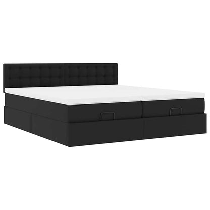 Lit ottoman avec matelas & LED Noir 180x200cm similicuir