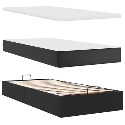 Lit ottoman avec matelas & LED Noir 180x200cm similicuir