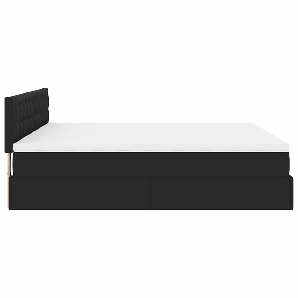 Lit ottoman avec matelas & LED Noir 180x200cm similicuir