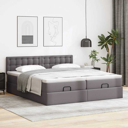 Lit ottoman avec matelas & LED Gris 180x200cm similicuir