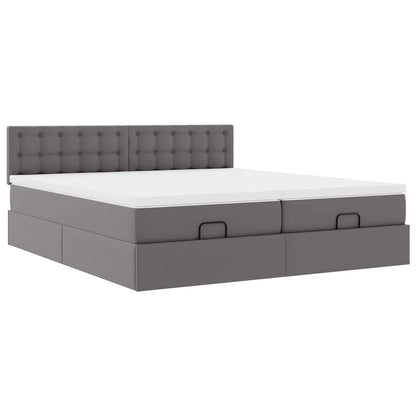 Lit ottoman avec matelas & LED Gris 180x200cm similicuir