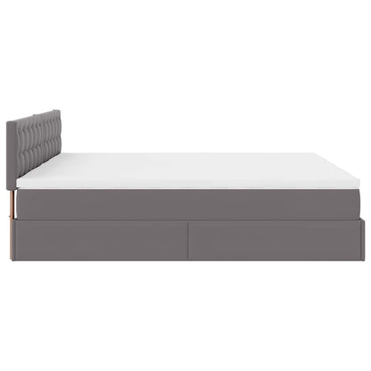 Lit ottoman avec matelas & LED Gris 180x200cm similicuir