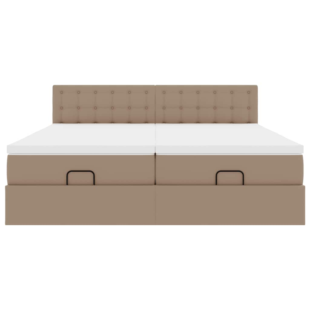 Cadre de lit ottoman et matelas cappuccino 180x200cm similicuir