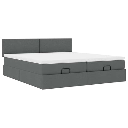 Cadre de lit ottoman avec matelas gris foncé 180x200cm tissu