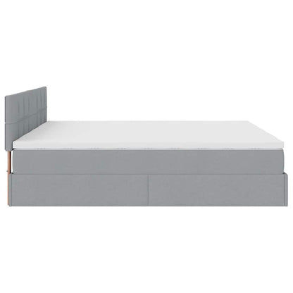 Cadre de lit ottoman et matelas gris clair 180x200cm tissu