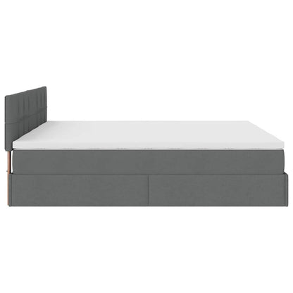 Cadre de lit ottoman avec matelas gris foncé 180x200cm tissu