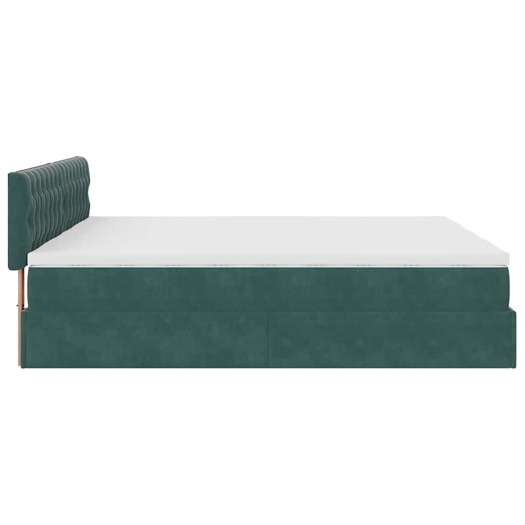 Cadre de lit ottoman avec matelas vert foncé 180x200cm velours