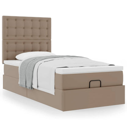 Lit ottoman et matelas cappuccino 90x200 cm similicuir