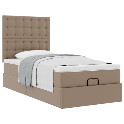 Lit ottoman et matelas cappuccino 90x200 cm similicuir