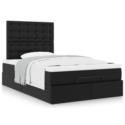 Cadre de lit ottoman avec matelas noir 120x190 cm similicuir