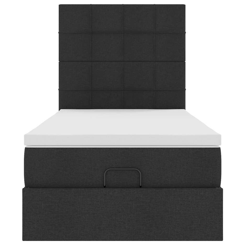 Cadre de lit ottoman avec matelas noir 80x200 cm tissu