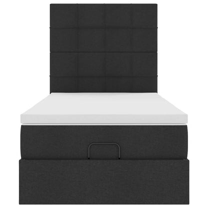 Cadre de lit ottoman avec matelas noir 80x200 cm tissu