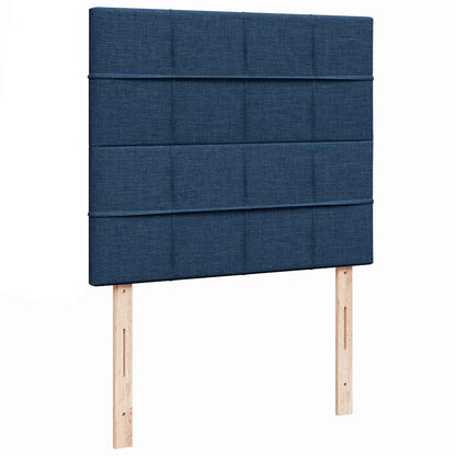 Cadre de lit ottoman avec matelas bleu 120x190 cm tissu