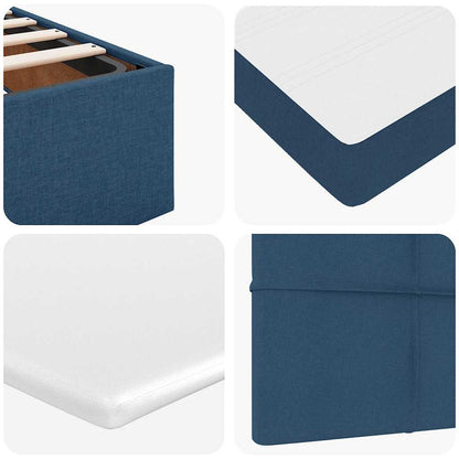 Cadre de lit ottoman avec matelas bleu 120x190 cm tissu