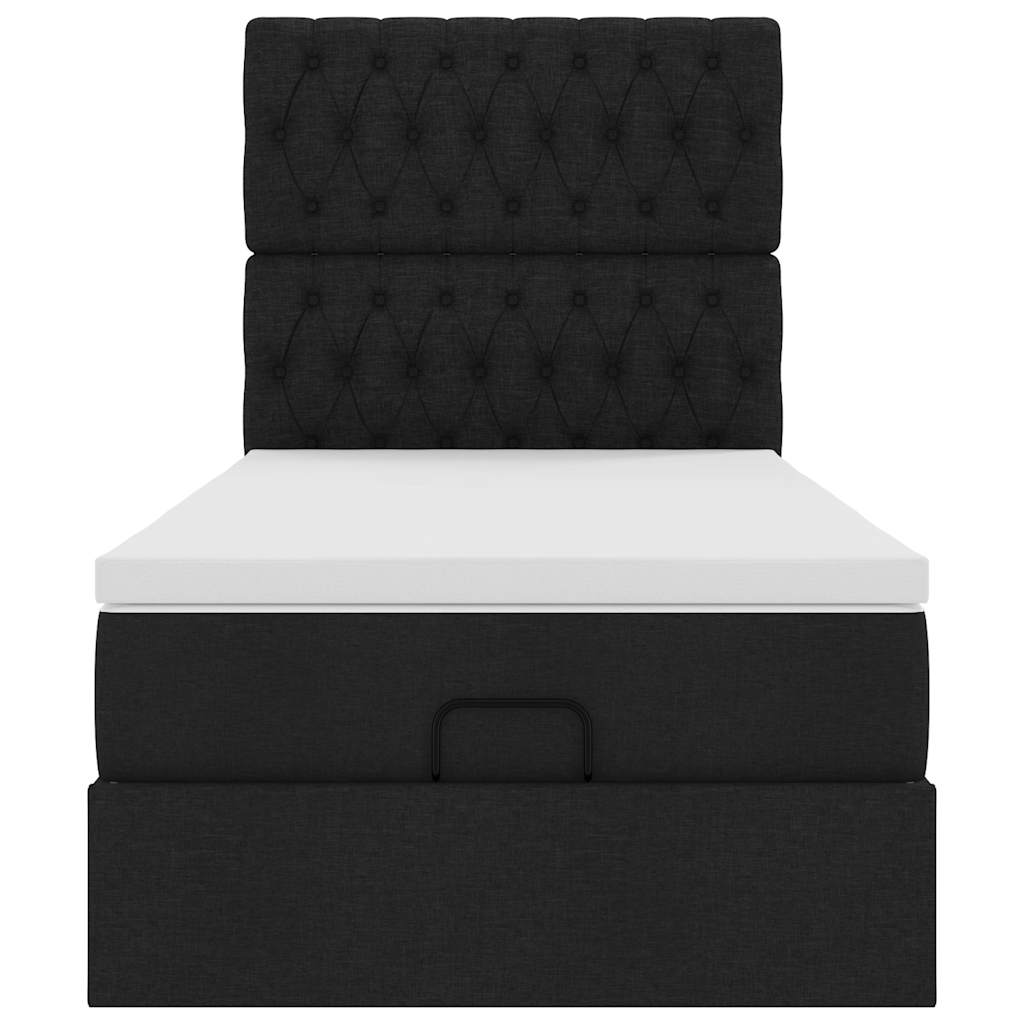 Cadre de lit ottoman avec matelas noir 80x200 cm tissu