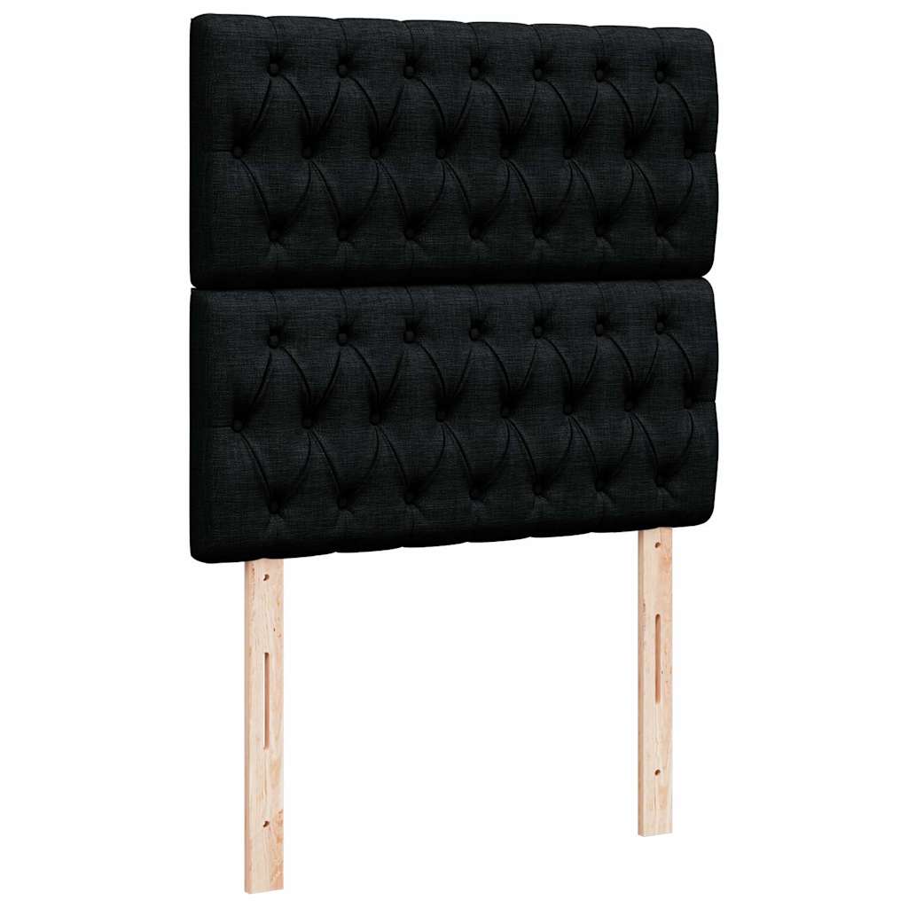 Cadre de lit ottoman avec matelas noir 80x200 cm tissu