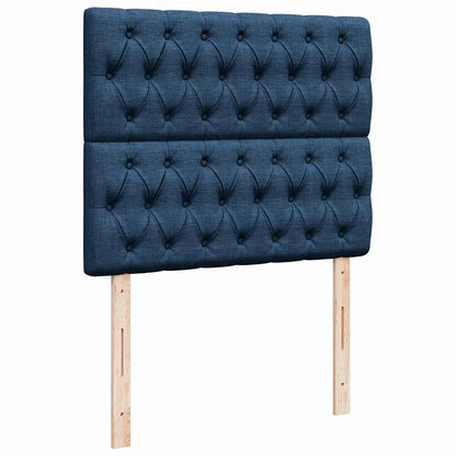 Cadre de lit ottoman avec matelas bleu 120x190 cm tissu