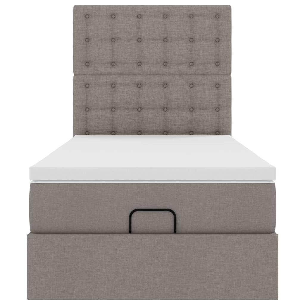 Lit ottoman avec matelas taupe 90x200 cm tissu