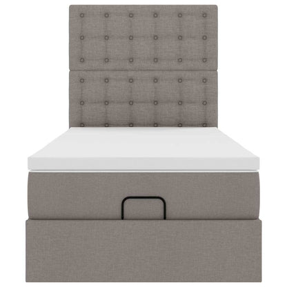 Lit ottoman avec matelas taupe 90x200 cm tissu