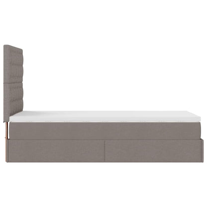 Lit ottoman avec matelas taupe 90x200 cm tissu