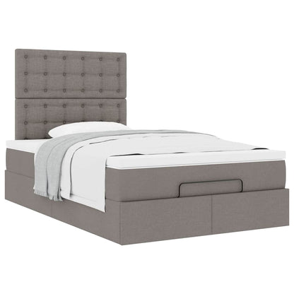 Cadre de lit ottoman avec matelas taupe 120x190 cm tissu