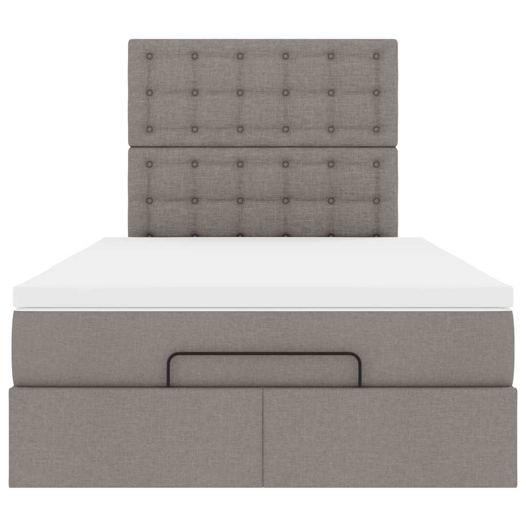 Cadre de lit ottoman avec matelas taupe 120x190 cm tissu