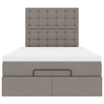 Cadre de lit ottoman avec matelas taupe 120x190 cm tissu