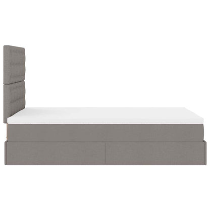 Cadre de lit ottoman avec matelas taupe 120x190 cm tissu