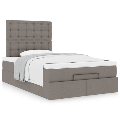 Cadre de lit ottoman avec matelas taupe 120x190 cm tissu