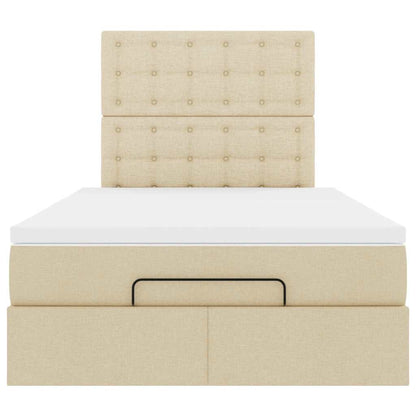 Cadre de lit ottoman avec matelas crème 120x190 cm tissu