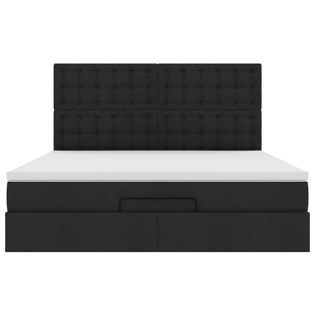 Cadre de lit ottoman avec matelas noir 180x200 cm tissu