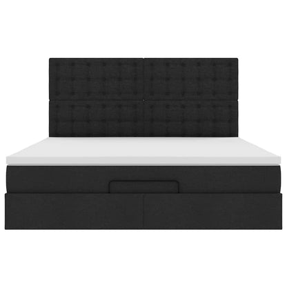 Cadre de lit ottoman avec matelas noir 180x200 cm tissu