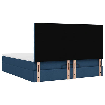 Cadre de lit ottoman avec matelas bleu 180x200 cm tissu