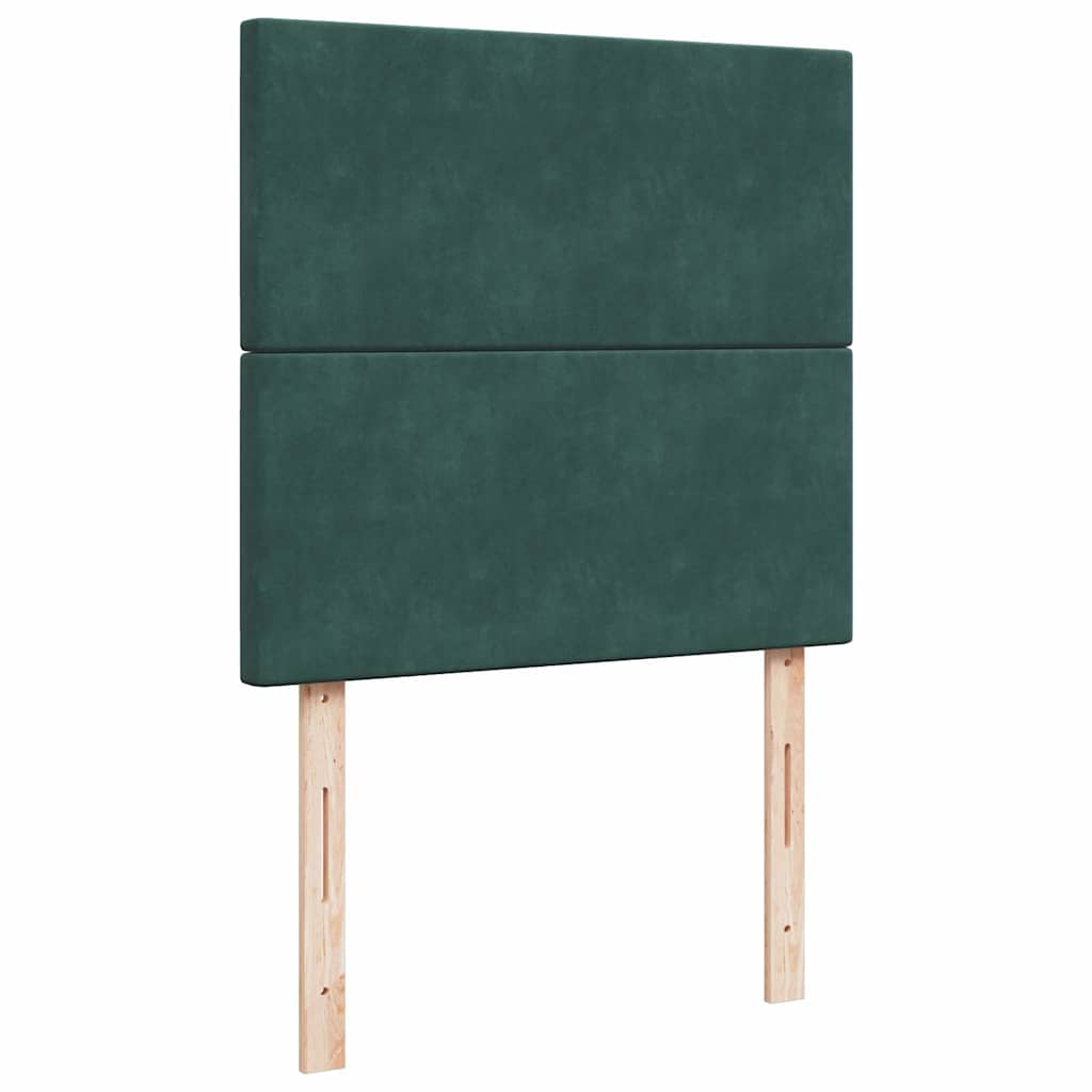 Cadre de lit ottoman avec matelas vert foncé 90x200 cm velours