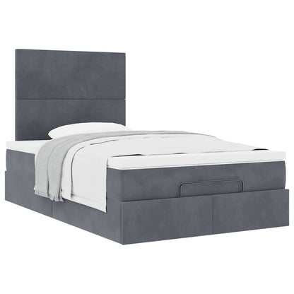 Cadre de lit ottoman avec matelas gris foncé 120x190 cm velours