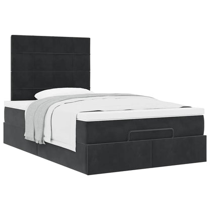 Cadre de lit ottoman avec matelas noir 120x190 cm velours