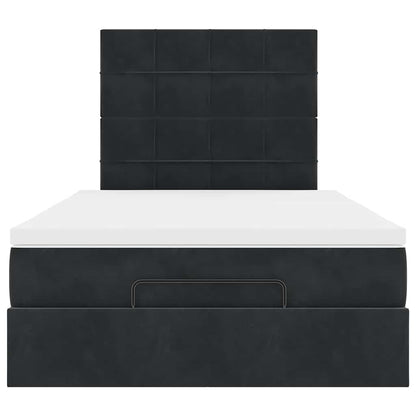 Cadre de lit ottoman avec matelas noir 120x190 cm velours