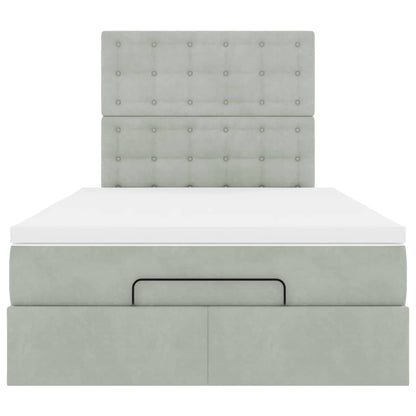 Cadre de lit ottoman avec matelas gris clair 120x190 cm velours